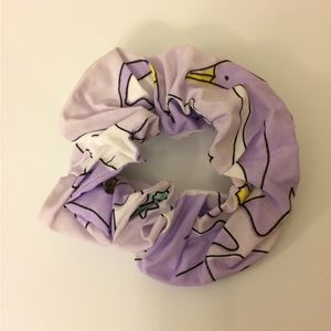 $4 Add-On New Hair Scrunchie Ponytail Elastic Hair Accessory Purple Penguins